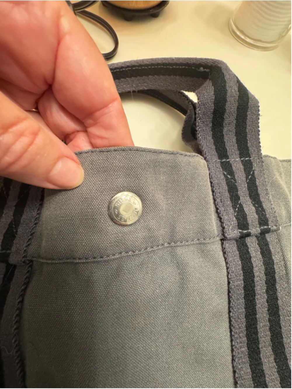 Hermès Fourre-Tout Canvas Tote Bag, Grey and Black Vintage
